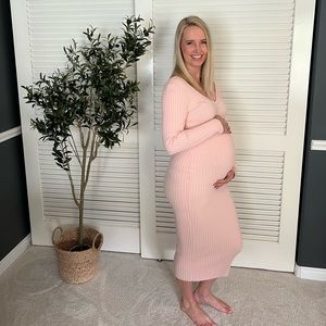 Pink blush maternity baby shower dress